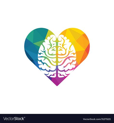 Creative brain heart shape logo design Royalty Free Vector