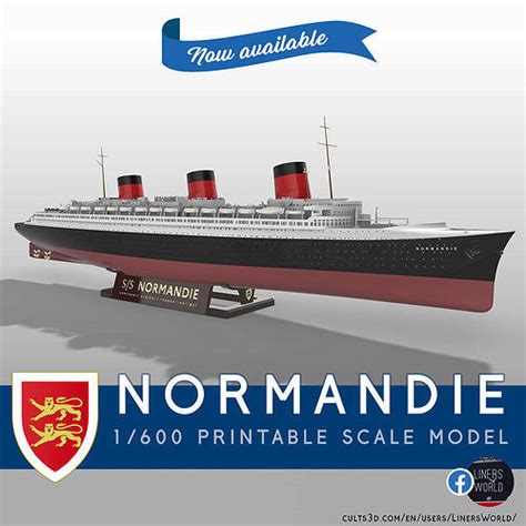 SS Normandie ocean liner 1-600 scale printable model kit 3D model 3D ...