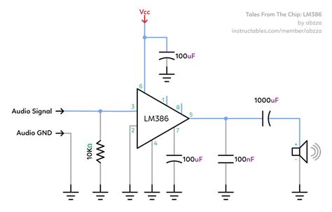 Simple lm386 amplifier schematic