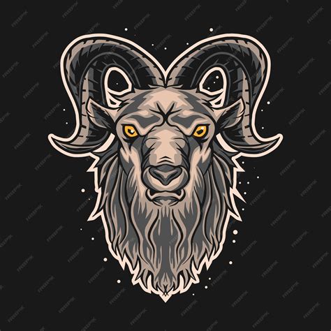 Premium Vector | Ram goat illustration design on dark background