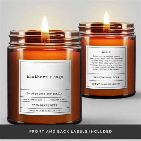 Candle Jar Label Template Printable Minimalist Candle Labels | Etsy ...