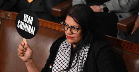 Rashida Tlaib Displays ‘War Criminal’ Sign at Netanyahu Speech ...