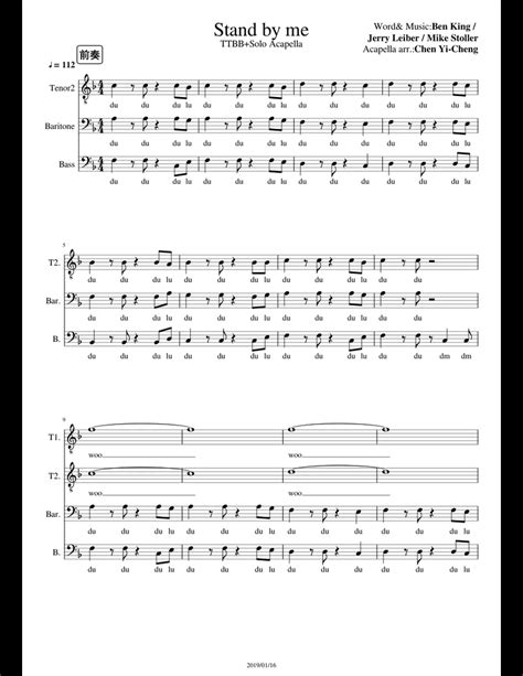 Stand by me( TTTBB Acapella) sheet music for Guitar, Voice, Bass, Percussion download free in ...