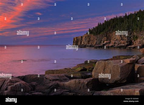 Otter Cliff at Sunrise, The Ocean Trail, Acadia National Park, Maine, USA Stock Photo - Alamy