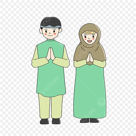 Muslim Clothes PNG Image, Cartoon Muslim Islamic Man Woman Clothing ...