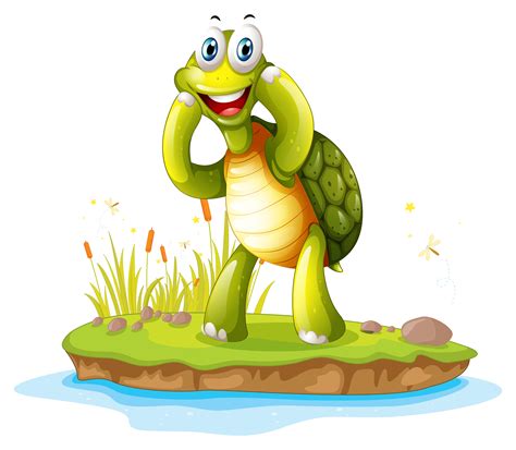 A smiling turtle in an island 526863 Vector Art at Vecteezy