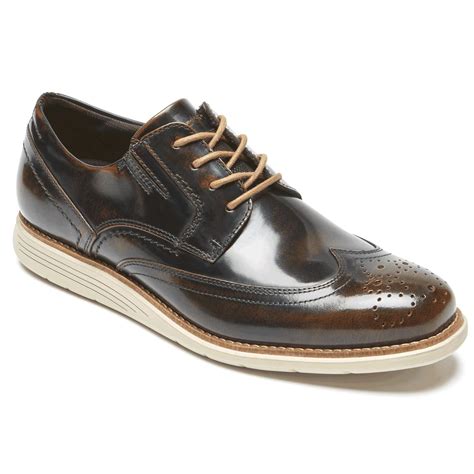 Rockport Leather Total Motion Sport Dress Wingtip In Winter Smoke Grey in Dark Brown (Brown) for ...