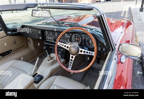 Interior of An E Type Jaguar London UK Stock Photo - Alamy