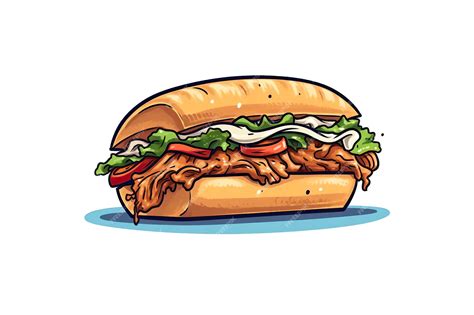 Premium AI Image | Pulled pork sandwich illustration Food illustration Generative AI