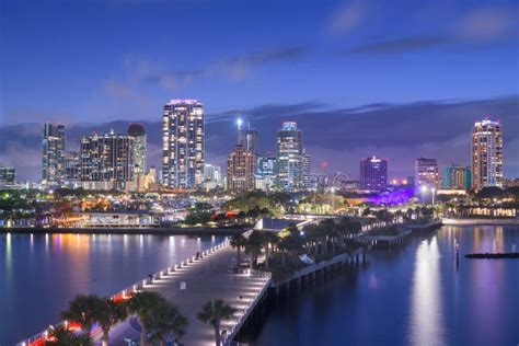 St. Pete, Florida, USA Downtown City Skyline from the Pier Stock Image - Image of landmark ...