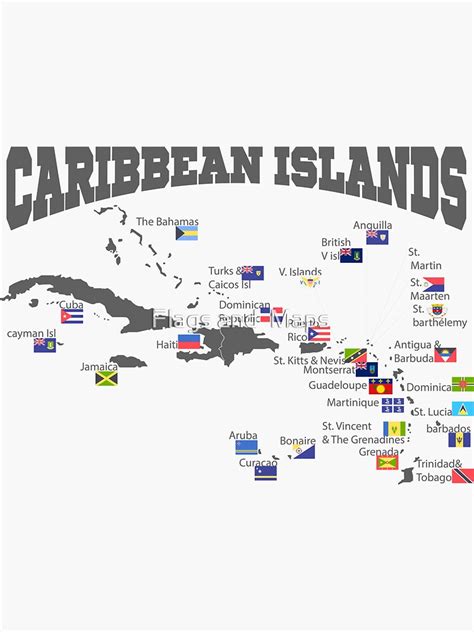 "Caribbean Islands Map, West Indies Flags, caribbean Flags..." Sticker ...