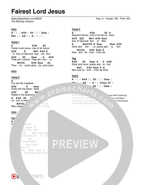 Fairest Lord Jesus Chords PDF (The Worship Initiative) - PraiseCharts