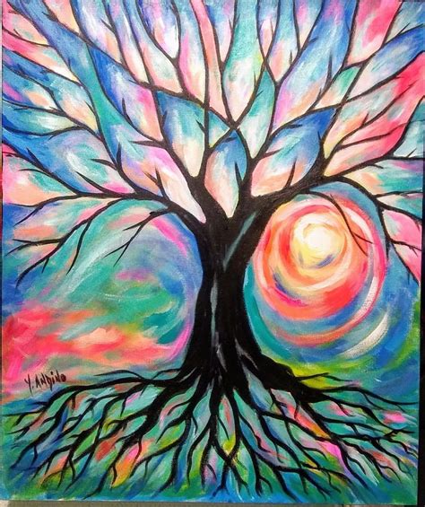 Yvette Andino Art, original Tree of life painting, 24x20, abstract ...