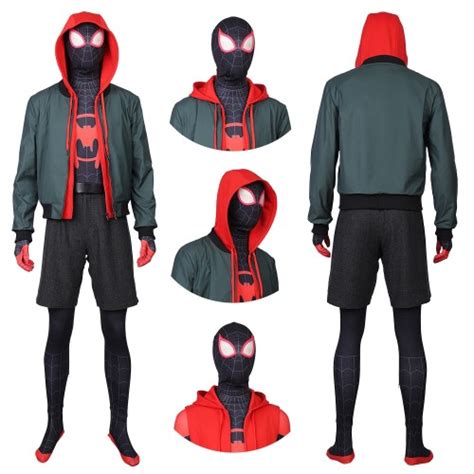 Spider Man Into The Spider Verse Cosplay Costumes Miles Morales Suit Top Level