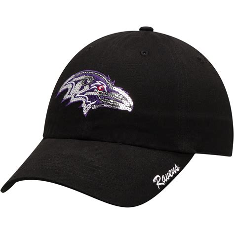 Women's Black Baltimore Ravens Team Color Sparkle Adjustable Hat - OSFA ...