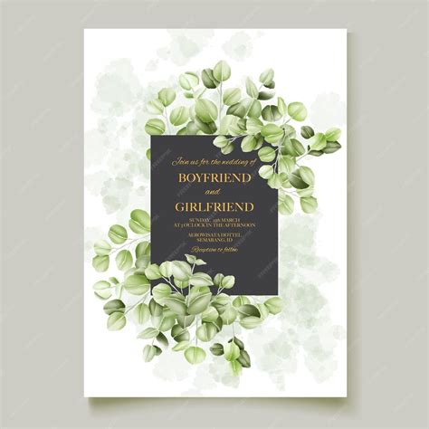 Premium Vector | Watercolor eucalyptus wedding invitation card