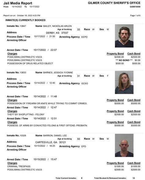 Gilmer County Sheriffs Office Arrest Report 10/14 - 10/17/2022 ...