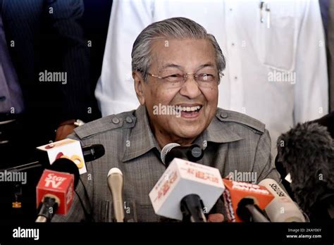 Malaysia Prime Minister, Tun Dr. Mahathir Mohamad speaks to media members during a press ...