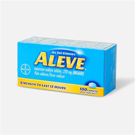 Aleve All Day Strong Pain Reliever, Fever Reducer, Caplet, 100 ea