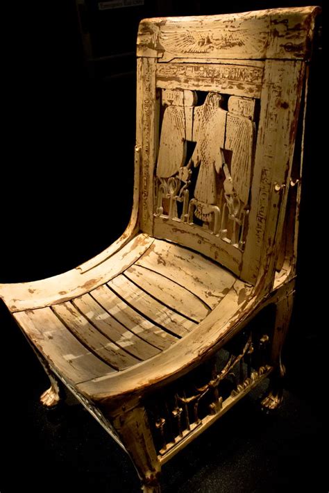 Chair of the king, discovered in the tomb of Tutankhamun. In ancient ...