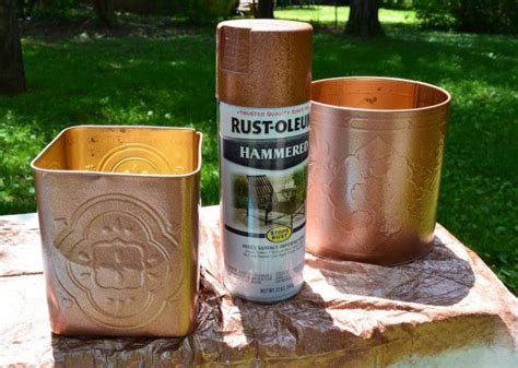 Cans w Paint Copper Vase, Copper Planters, Copper Diy, Diy Planters, Hammered Copper, Copper ...