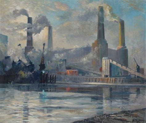 Battersea Power Station, London by Robert C. D. Lowry | London painting, Industrial art painting ...