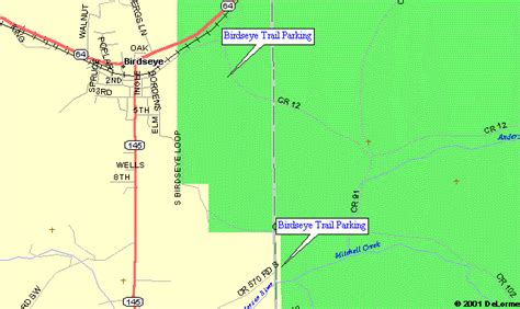 Map to Birdseye Trail in Hoosier National Forest in Indiana