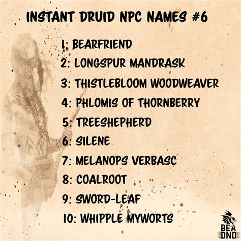 [oc] Some druid names for you today. Hugging a tree never felt so good. : r/DungeonsAndDragons