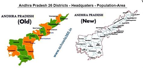 Andhra Pradesh Districts List (26 జిల్లాలు) Head Quarter, Area, Population