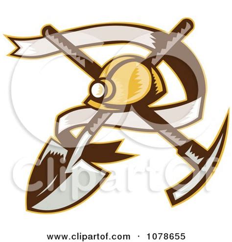 Clipart Retro Mining Helmet Banner And Tools Logo - Royalty Free Vector Illustration by ...