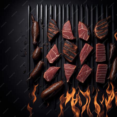 Premium AI Image | Cuts of meat arranged on a grill being prepared