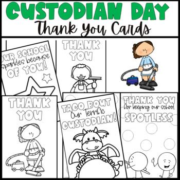 Custodian Appreciation Day - Thank You Cards by Anh Huynh | TpT