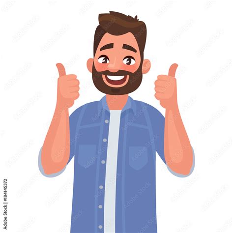 Joyful man shows gesture ñool. I like. Vector illustration Stock Vector ...