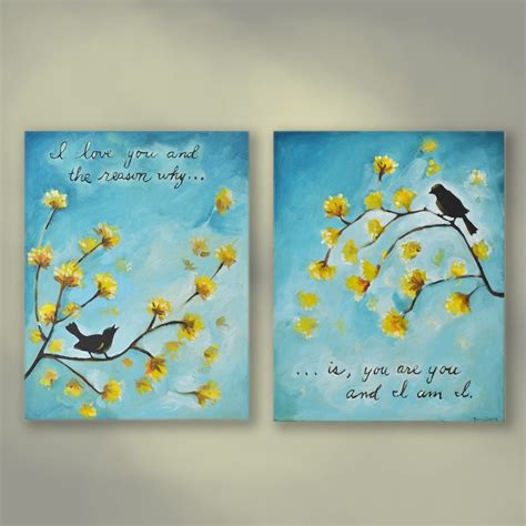 I Love You... Original Painting with Quote Large Two Canvas