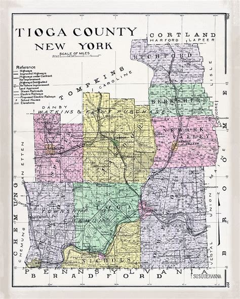 Tioga County, New York Map | Ny map, Map of new york, Tioga