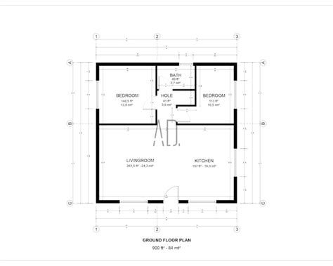 30x30 Floor Plan Modern House Plan 2 Bedroom House Plan - Etsy New Zealand