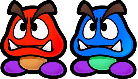 Paper Mario Red and Blue Goomba by KoopshiKingGeoshi on DeviantArt