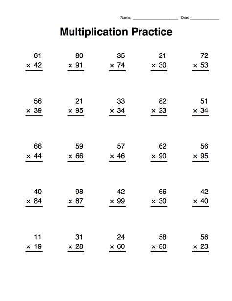 Multiplication Worksheets | Math worksheets, Multiplication worksheets, Multiplication practice ...