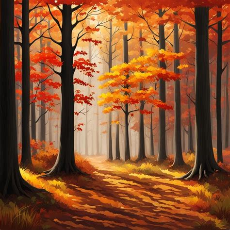 Premium Photo | Autumn forest painting