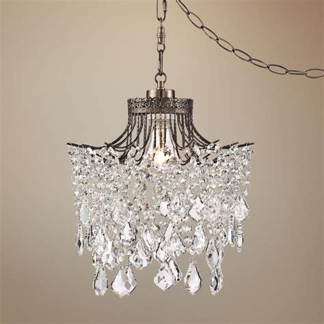 Brielle Antique Brass 12" Wide Crystal Plug-In Swag Pendant - #Y9102 | Lamps Plus | Swag pendant ...
