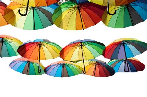 Premium Photo | Isolted umbrellas with rainbow colors