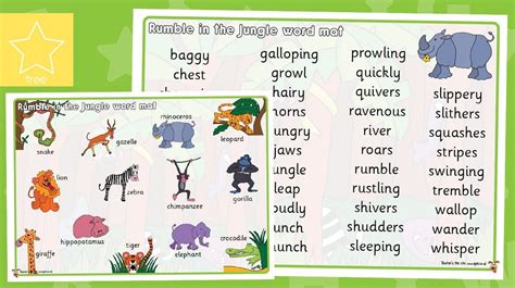 Rumble in the Jungle Word Mats | Jungle word, Rumble in the jungle ...