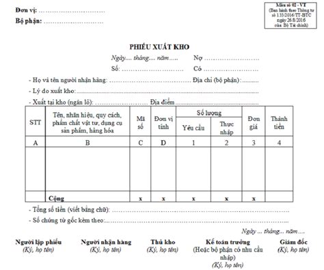 6 Mẫu phiếu xuất kho phổ biến và các thông tin liên quan - Tri Thức Việt