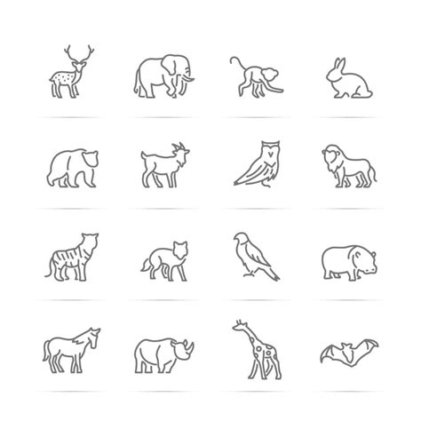 animal vector line icons 2236315 Vector Art at Vecteezy