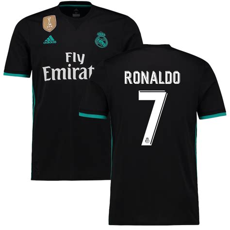 Men's adidas Ronaldo Black Real Madrid 2017/18 Away Replica Patch Jersey