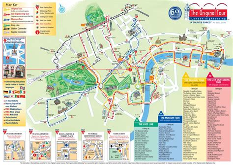 Map of London hop on hop off bus tour with The Original Tour | London tourist map, London ...