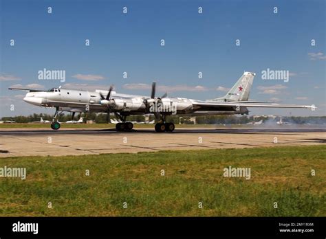 Tupolev Tu-95 Bear heavy bomber Bomber jet of the Russian Air Force at the Ryazan Engels Air ...