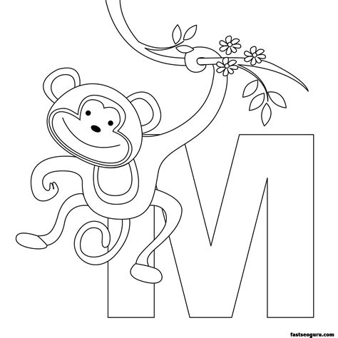 Printable Animal Alphabet worksheets Letter M for Monkey - Printable ...