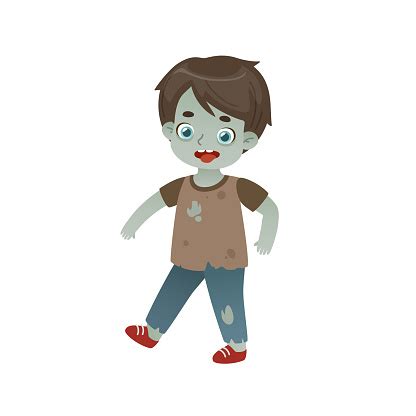 Cute Boy In Zombie Halloween Costume Creepy Cartoon Zombie Kid Scary ...