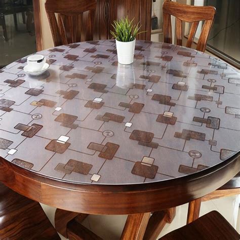 BALLE Round PVC Table Cover Protector Desk Pad Soft Glass Dining Tablecloth Heavy Duty Plastic ...